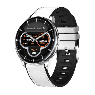 Y90 Smart Watch with GPS and Blood Pressure Monitoring, showing sports stats on a sleek black and white wristband.