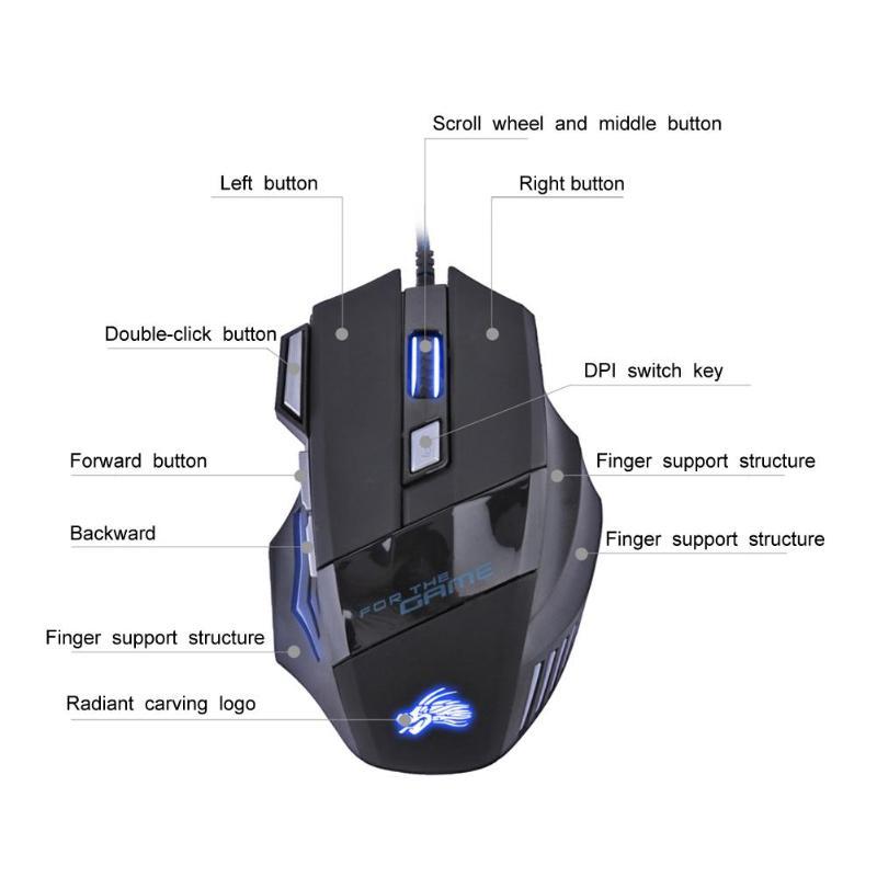 Wired Gaming Mouse  5500DPI RGB 7-Button Optical Mouse