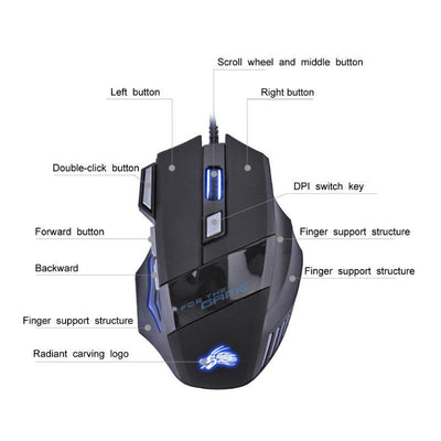 Wired Gaming Mouse  5500DPI RGB 7-Button Optical Mouse
